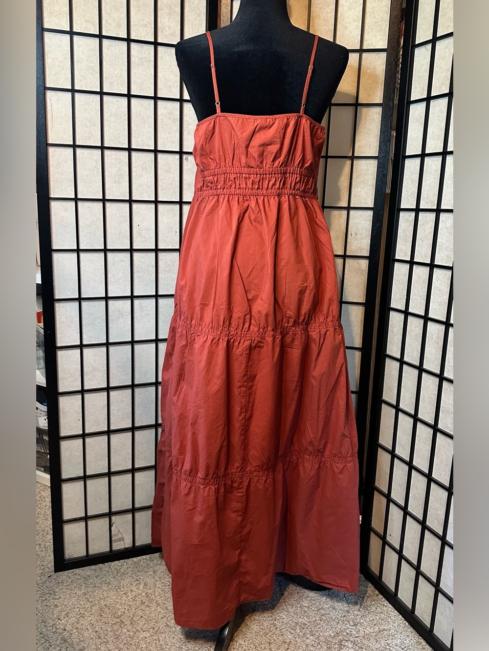 Spaghetti Strap Tiered Maxi Dress- Rust - Picture 5 of 7